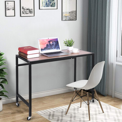 

Gobestart Mobile Computer Desk Portable Home Office Desk Wheels Rolling Writing Table