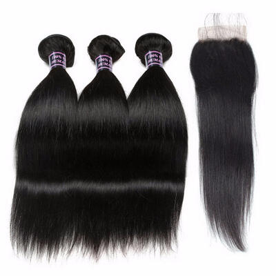 

Straight Hair Bundles With Closure 100 Human Hair Bundles With Closure Brazilian Hair Weave Bundles With Closure