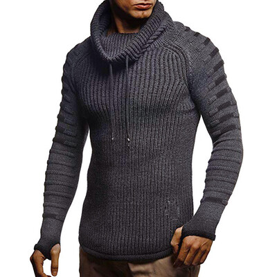 

Toponeto Mens Autumn Winter Pullover Knitted Raglan Drape Choker Sweater Blouse Top