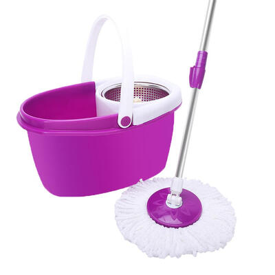 

360 Rotating Floor Mop w 2 Microfiber Mop Head&Stainless Steel Bucket