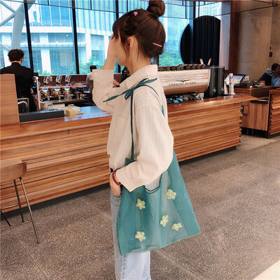 

Tailored Womens Transparent Bag Hollow Flower Shoulder Bag Simple Light Student Bag
