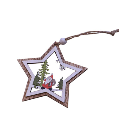 

Toponeto 1PC New Christmas Tree Ornaments Hanging Xmas Tree Party Decor 3D Wooden Pendant