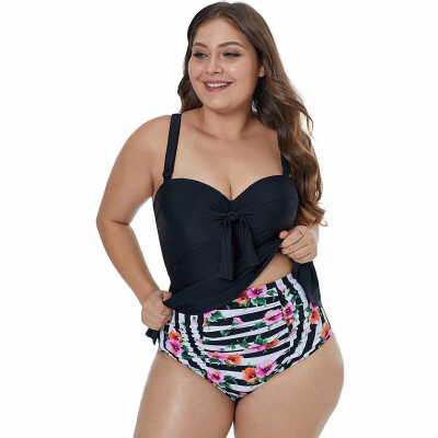 

Plus Size split Womens Swimwear pound high waist strap bikini