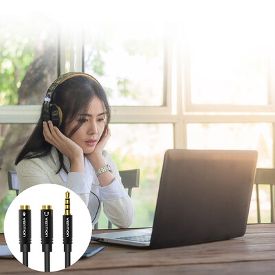 

VENTION 35mm Audio Splitter Audio Stereo Extension Cable 35mm Male to 2 Port 35mm Female Y Splitter Cable for Earphone Headset