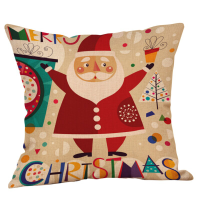 

Siaonvr Cotton Linen Christmas Santa Claus Tree Zipper Closure Pillow Case Throw Cushion