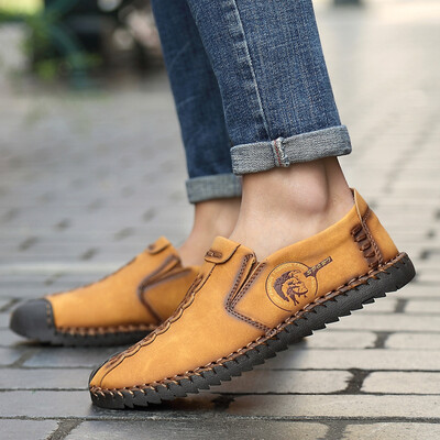 

2019 explosion models mens shoes fashion casual shoes England leather shoes set foot lazy shoes breathable outdoor shoes Korean peas shoes