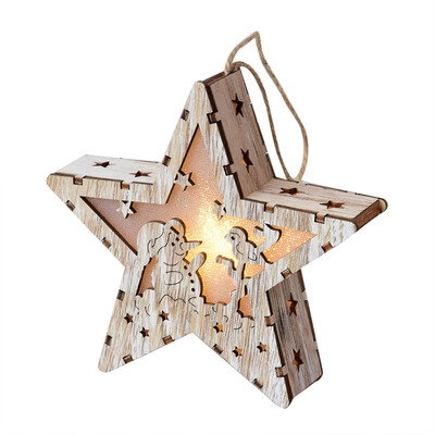 

Gobestart LED Light Wood House Cute Christmas Tree Ornaments Window Holiday Decoration