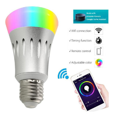 

2174 Smart WIFI LED Bulb WIFI Light RGB Multicolor LED Bulb 9W E2627 Dimmable Light Phone Remote Control Compatible with Alexa Go