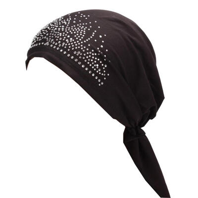 

Fashion Lady Rhinestone Muslim Turban Hat Chemo Cap Hair Loss Hijab Cap Cover