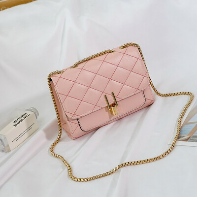 

Bag female 2018 new wave Korean version of the wild rhombic chain bag shoulder Messenger bag simple atmosphere solid color handbag