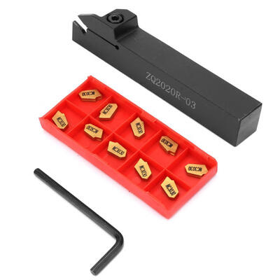 

Greensen ZQ2020R-3 Lathe Grooving Turning Tool Holder 10pcs SP300 Carbide Inserts Wrench