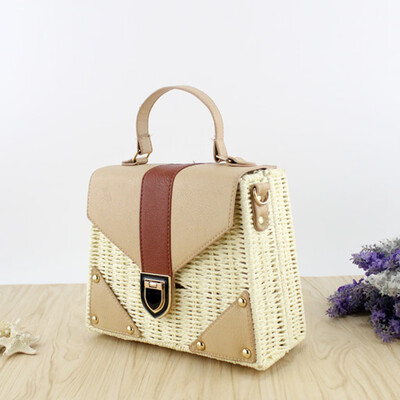 

Tailored Womens Bohemian Straw Beach Tote Handbag Handmade Crossbody Bag