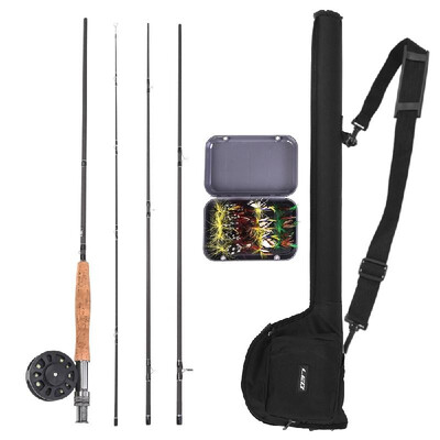 

9 Fly Fishing Rod&Reel Combo with Carry Bag 20 Flies Complete Starter Package Fly Fishing Kit