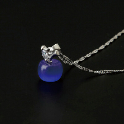 

Cute Opal Apple Shape Couples Pendant Silver Plated Clavicle Chain Necklace