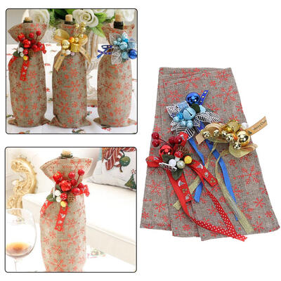 

High - end creative bar flower linen wine set snowman red wine bottle sets