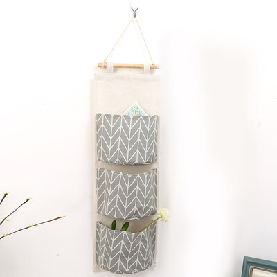 

Hanging Pocket3 Pockets Cotton Linen Wall Hanging Storage Bags Door Pouch Bedroom Home Office Organizer Hanging Storage Bag