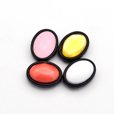 

Sew on Taiwan Acrylic Garment Accessories Oval Mixed Color 13x11x7mm Hole 1mm