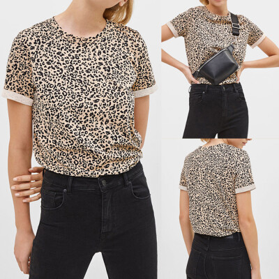 

Starmoon Fashion Women O-Neck Short Sleeve Leopard Print Casual Top Blouse T-Shirt