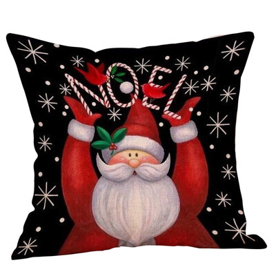 

New Christmas Decoration Flax Pillowcase Santa Claus Pattern Print Pillow Sofa Car Bed Sofa Pillow Case