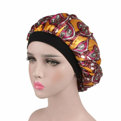 

Womens Floral Faux Silk Night Sleep Cap Hair Bonnet Hat Head Cover Turban Wrap