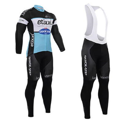 

Quick step 2018 pro team mens winter thermal fleece cycling jersey bib pants kit ropa ciclismo invierno bicycle bike clothing set