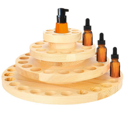

Greensen Holes Wood Essential Oil Bottle Storage Display Organizer Container Wooden Round Box Case