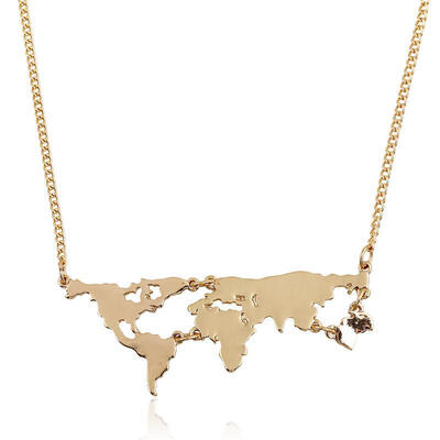 

Europe And The United States The Trend Of The World Map Necklace Pendants Jewelry Wholesale New Custom Map Necklace