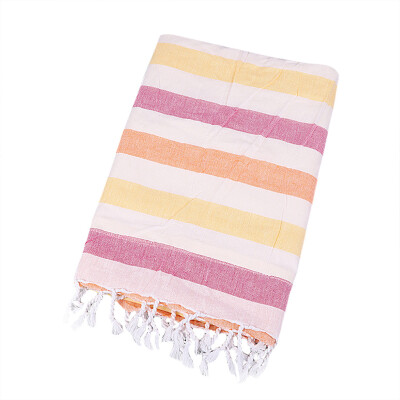 

Gobestart Turkish Cotton Linen Double Layers Bath Beach Sauna Yoga Fringed Jacquard Towel