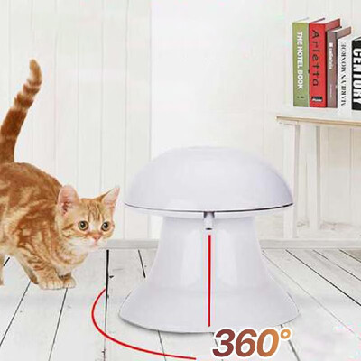 

Automatic Interactive Cat Toy 360° Rotate USB Rechargeable with LED Light Feather for Cats Dogs Pets