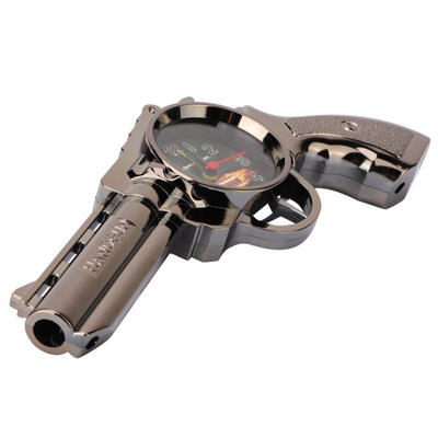 

Greensen Black Gold Vintage Left Revolver Gun Model Analog Alarm Clock Gift Table Desk Decoration
