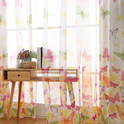 

Toponeto Butterfly Sheer Curtain Window Treatment Voile Drape Valance 1 Panel Fabric