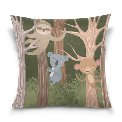 

ALAZA Throw Pillow Cover 16 X 16 inch Christmas Gift Cushion Cover with Monkey And Koala Printed Pillowcase