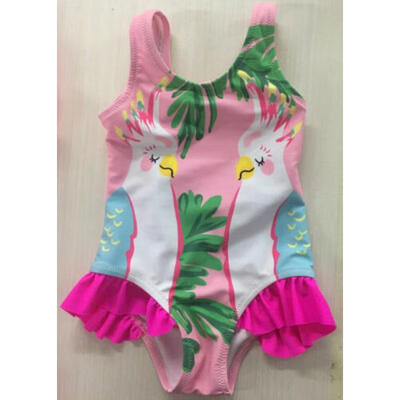 

UK Toddler Kid Baby Girls Double Parrots Bikini Swimwear Swimsuit Bathing Beach