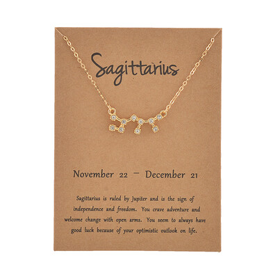 

Brown Card Fashion Jewelry Zodiac Crystal Star Sign 12 constellation Pendant Necklace For Women