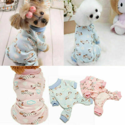 

Pet Dog Pajamas Clothes Puppy Coat Jumpsuit Apparel Cotton Cartoon Pattern Soft