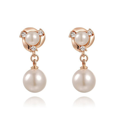 

EK521 Pearl Drop Earring for Women Geometric Gold Color Metal Earring Statement Jewelry ZA Women Valentines Day Gift Wedding