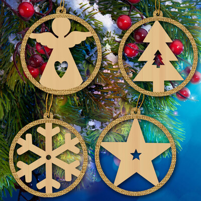 

〖Follure〗4x Wooden Christmas Tree Ornaments Pendant Embellishments Xmas Gift Tag
