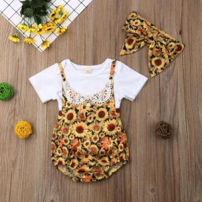 

Summer Infant Baby Girls Clothes T-shirt TopsFlower Dress Shorts 3PCS Outfit