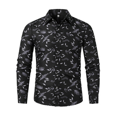 

Tailored Mens Autumn Winter Casual Slim Printed Long Sleeve Shirts Top Beach Blouse