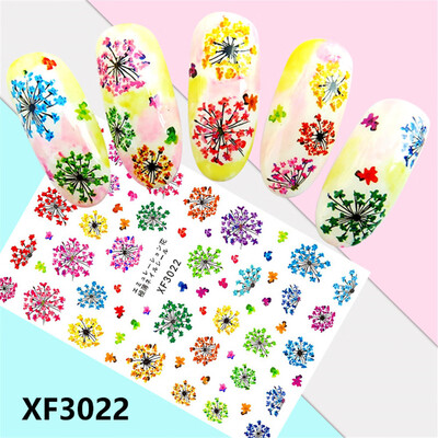 

Toponeto Fresh Style Flower Print 3D Nail Art Stickers Manicure Adhesive Transfer Decals