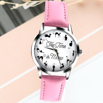 

Women Watches Gift Fashion Cat Pattern Ladies Girls Quartz Wrist Watch Leather Band Clock Reloj Mujer 2018 F