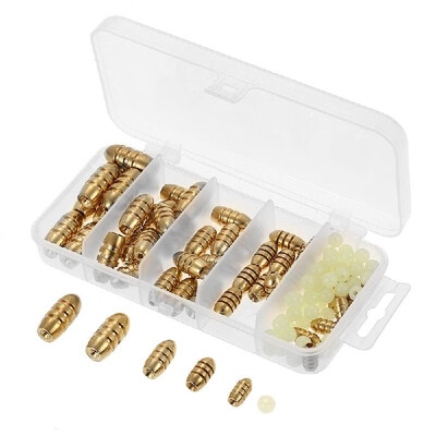 

50pcs Assorted Bullet Copper Sinker 50pcs Luminous Fishing Beads Bulk Set Box Fishing Tackle Set