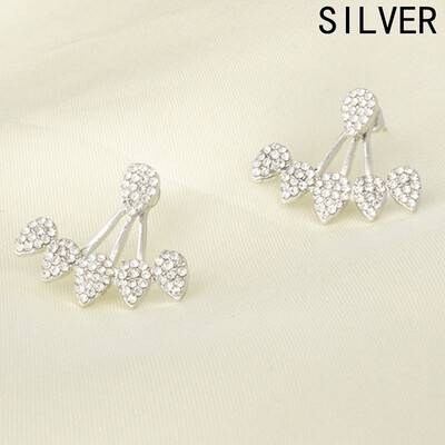 

Drop Crystals Stud Earring for Women Gold Color Double Sided Fashion Jewelry Earrings Female Ear