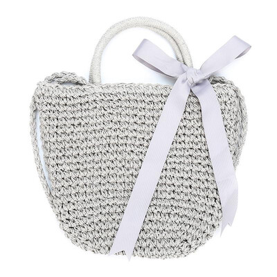 

Fashion Women Ribbon Handbag Straw Weave Knitting Bucket Bag Summer Beach Holiday Totes Shoulder Bag