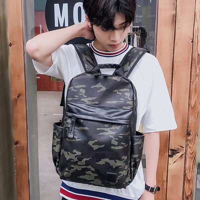

Ai Biao Backpack Shoulder Bag Mens Fashion Travel Bag Camouflage College StudentsLeisure School Bag Korean Computer Bag