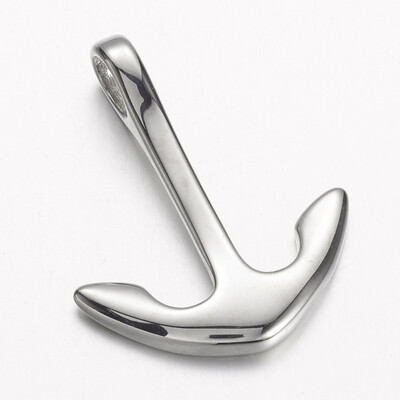

304 Stainless Steel Pendants Anchor Stainless Steel Color 37x30x8mm Hole 5x7mm