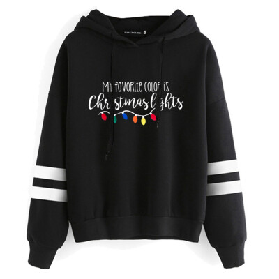 

My Favorite Color Is Christmas Lights Print Long Sleeve Hoodie Women Party