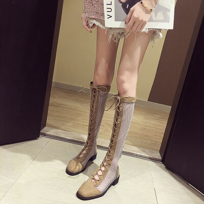 

Boots Children Summer&Han Edition Mesh Hollow Sexy Boots Fashion Hundred Sets of Coarse-heeled Boots Tide