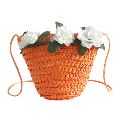 

Flower Straw Rattan Braided Woven Bag Handbag Fashion Beach Travel Shoulder Bag Women Crossbody Bags RN