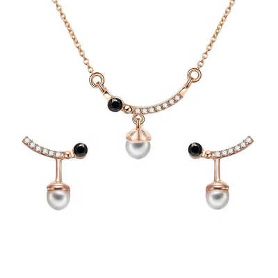 

Female Jewelry Sets Pearl Decorations Metal Rhinestone Pendant Necklace Earrings Women Wedding Crystal Decor